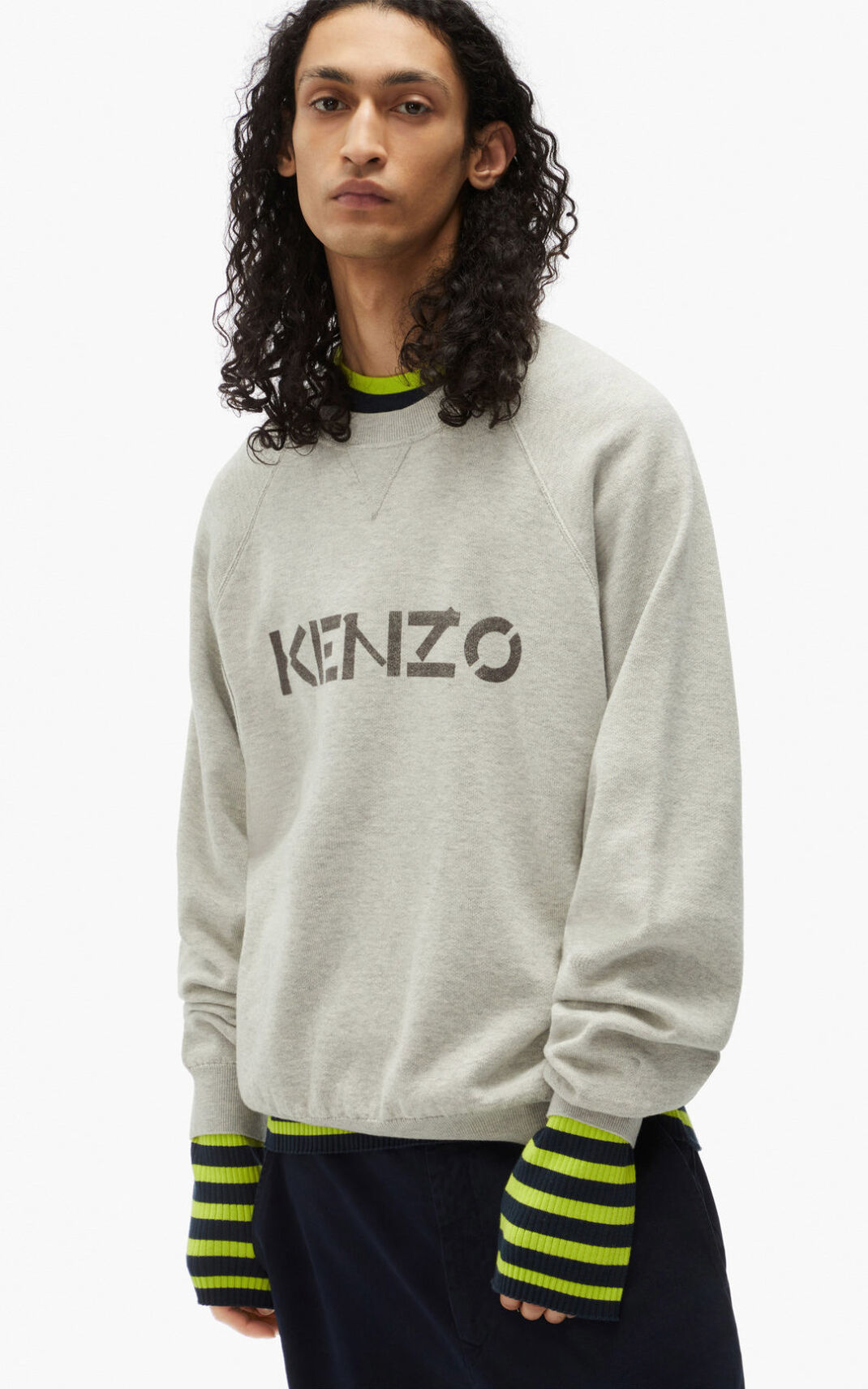 Kenzo logo πουλόβερ ανδρικα γκρι | GR462602